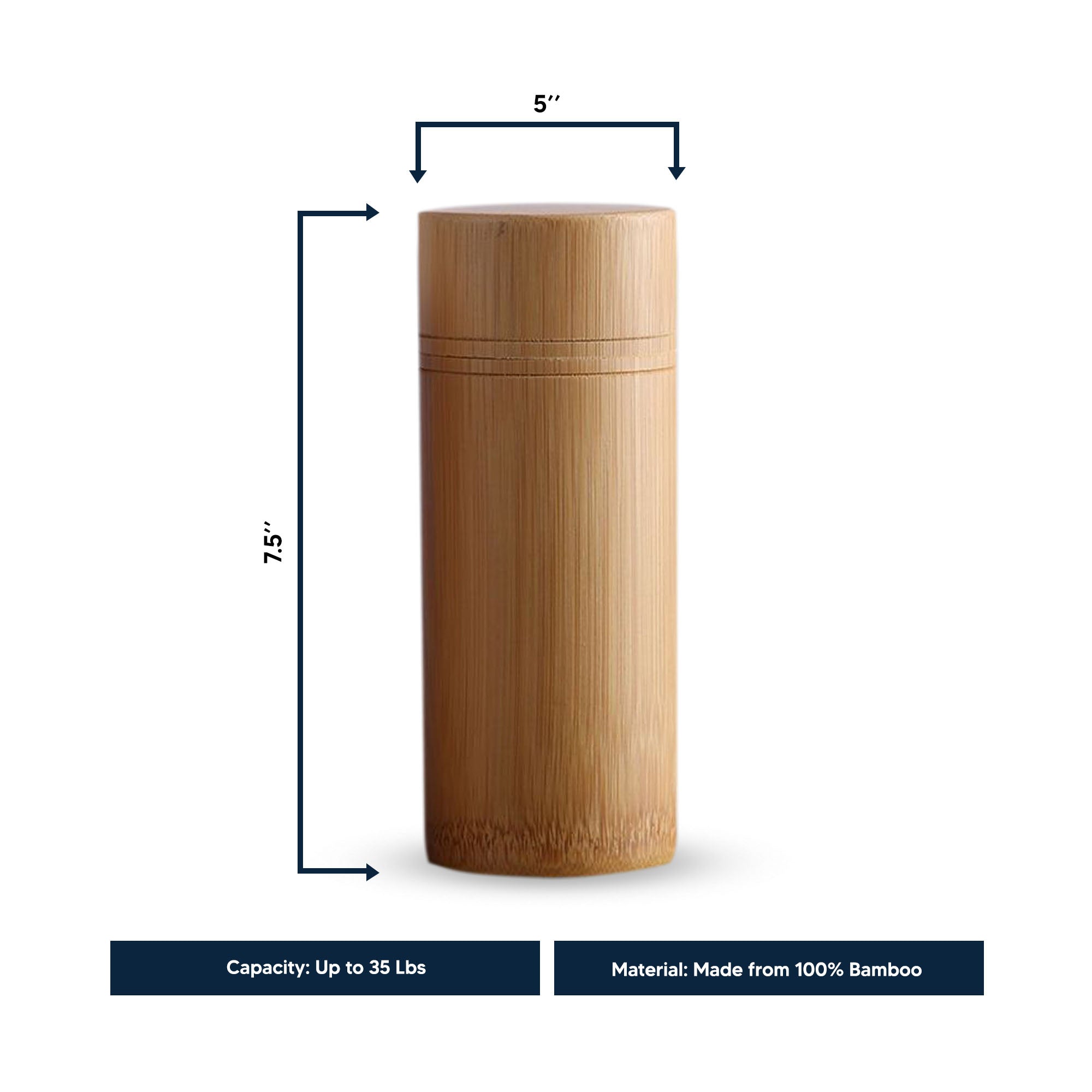 Personalized Custom Bamboo Tube Urn for Dog Pet Ashes: Environmentally Friendly Cremation Urn for Scattering, Burial, or Display Options - Pet Size up to 35 lbs