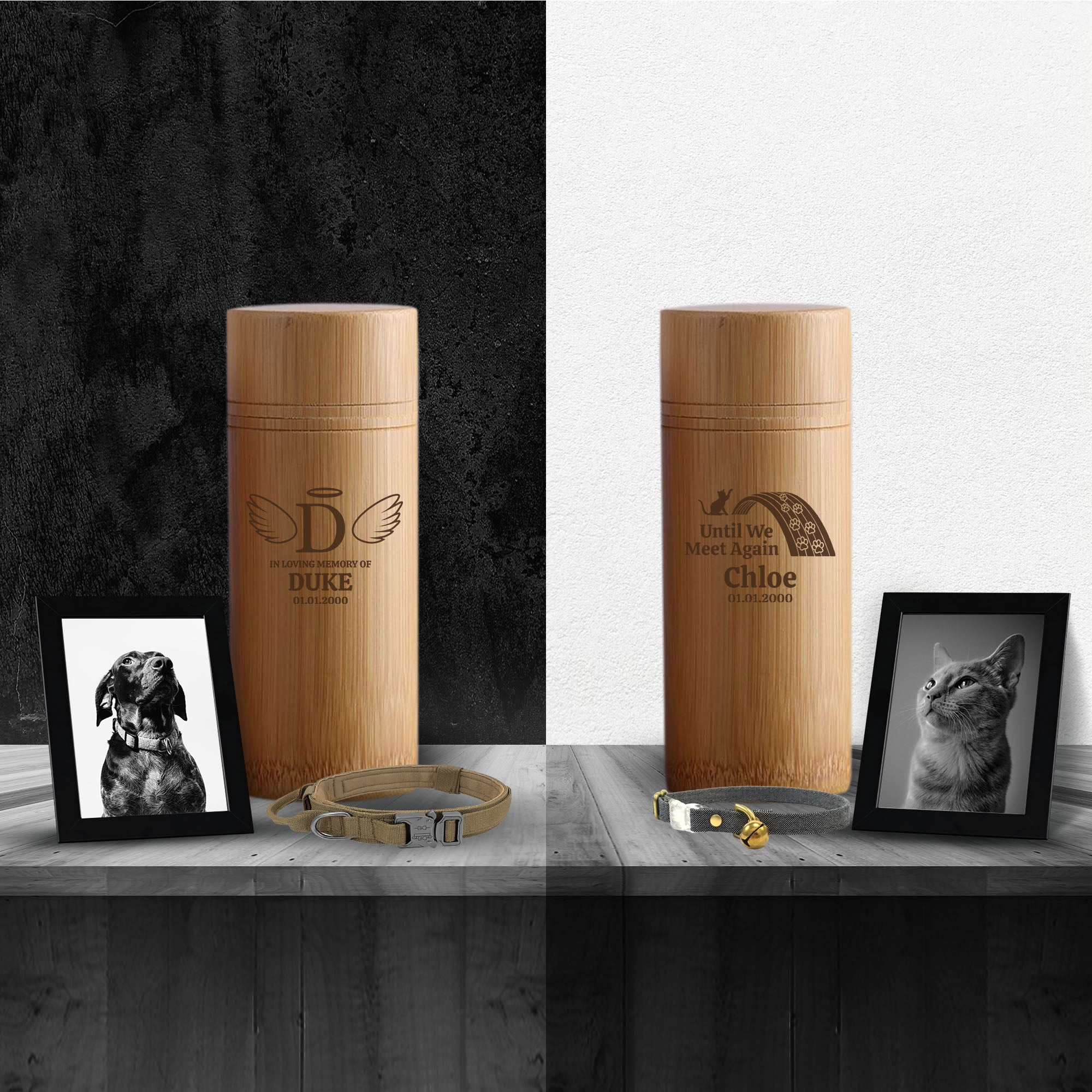 Personalized Custom Bamboo Tube Urn for Dog Pet Ashes: Environmentally Friendly Cremation Urn for Scattering, Burial, or Display Options - Pet Size up to 35 lbs