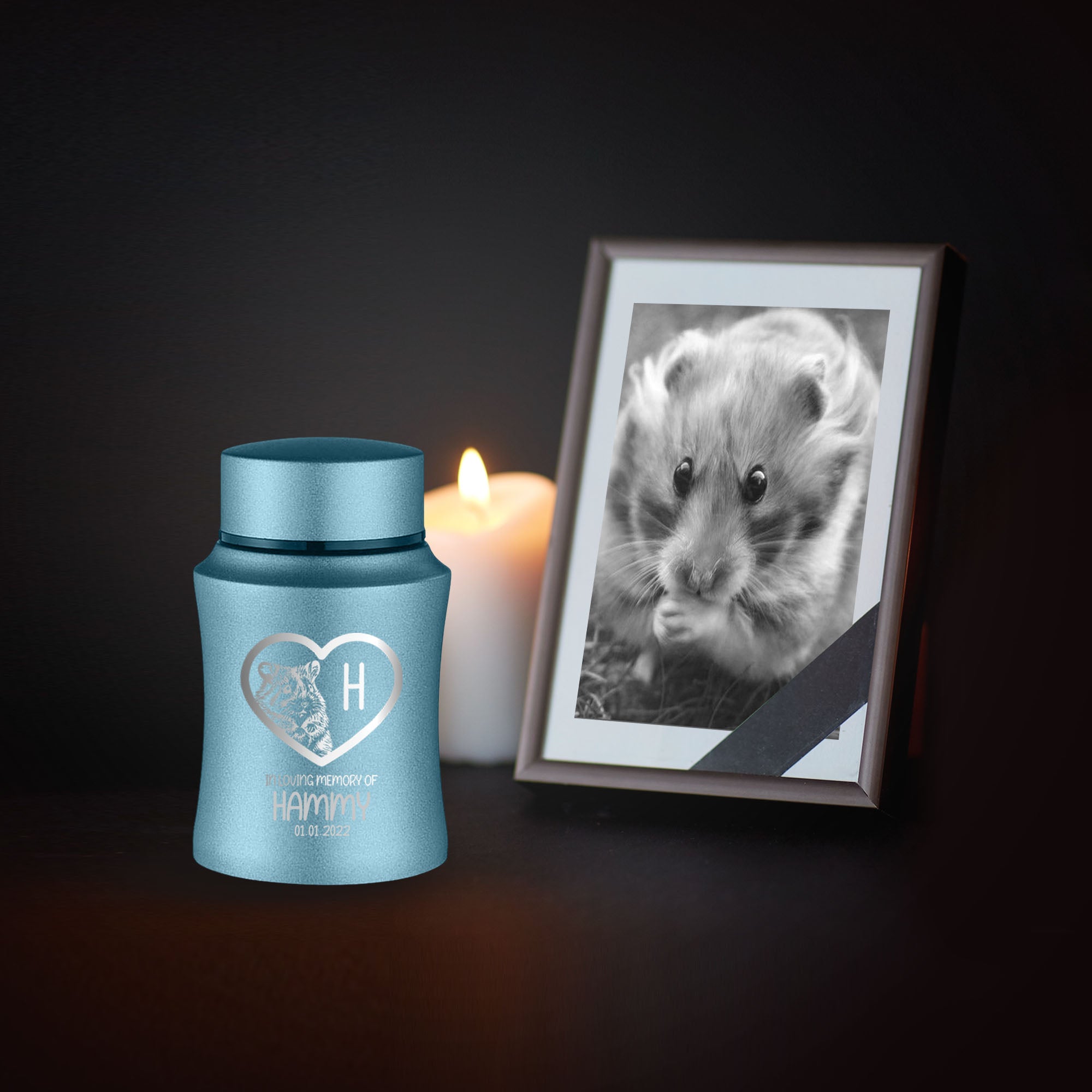Customized Small Keepsake Urn Personalized Engraved with Pet Name, Date, and Text - 4" Powder Coated Cremation Mini Compact Urn for Hamster Ashes | 5–10 Lbs Capacity.